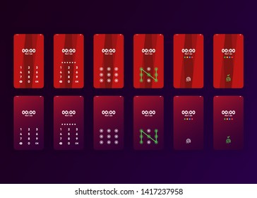 Locked Smartphone Screen with Pin Pattern Fingerprint Security Phone User Interface User Experience UI Template Vector Illustration