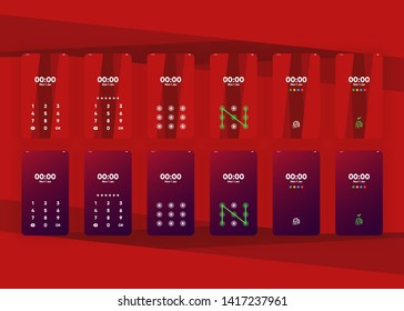 Locked Smartphone Screen with Pin Pattern Fingerprint Security Phone User Interface User Experience UI Template Vector Illustration