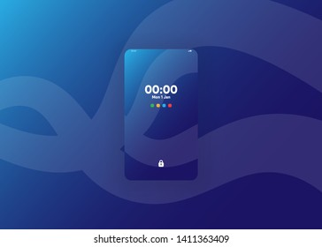 Locked Smartphone Security Phone User Interface User Experience UI Template Vector Illustration