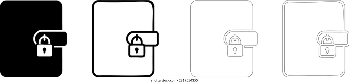 Locked smartphone or tablet icons with corner grip Editable