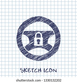 Locked steering wheel vector hmi dashboard sketch icon 