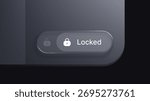 Locked switch with padlock icon on dark background. Security and privacy concept. UI element for website or application in glassy style.