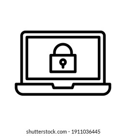 Locked, system, laptop icon vector image. Can also be used for information technology. Suitable for use on web apps, mobile apps and print media.