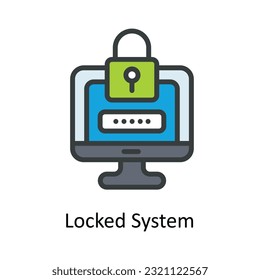 Locked System  Vector Fill outline Icon Design illustration. Cyber security  Symbol on White background EPS 10 File