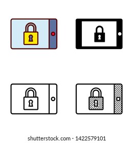 Locked Tablet Icon in Different Color and Style