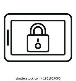 Locked tablet icon. Outline Locked tablet vector icon for web design isolated on white background