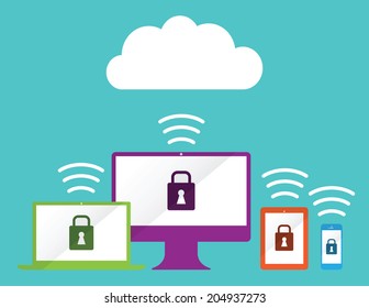 locked technology cloud background
