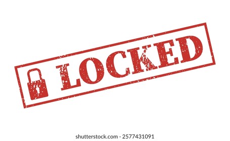 Locked textured stamp with lock symbol red ink vector format scalable vintage