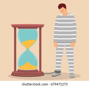 Locked to time illustration. Prisoner vector design