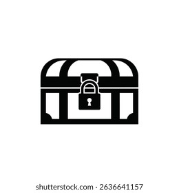 Locked treasure chest icon black silhouette.