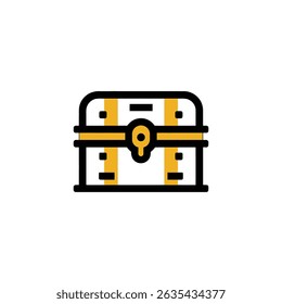Locked treasure chest icon sits centrally isolated design