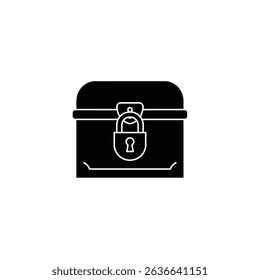 Locked treasure chest security safety icon.