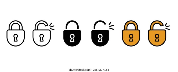 Vector de icono de candado bloqueado y desbloqueado. símbolo de seguridad, protección y privacidad. Ilustración vectorial.