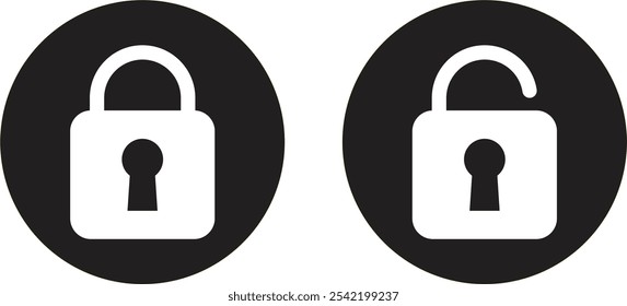 Conjunto de iconos bloqueados y desbloqueados . Iconos de candado abierto y cerrado . Bloquear y desbloquear iconos . Ilustración vectorial