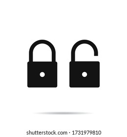 Locked and unlocked icon.Security symbol.Padlock vector illustration
