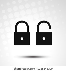 Locked and unlocked icon.Security symbol.Padlock vector illustration