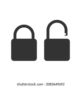 Locked and unlocked lock icon. Flat design vector illustration isolated on white background.