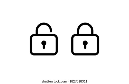 Locked and unlocked lock icon. Set of Silhouette of locked and unlocked padlock. Vector EPS 10. Isolated on white background