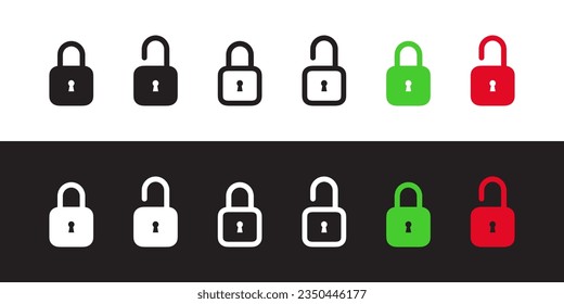 Locked and unlocked lock icons. Padlock icons. Vector scalable graphics