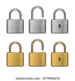 Locked And Unlocked Lock Icons Set. Vector