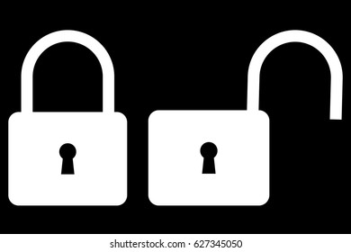 Locked and unlocked padlock icon, padlock icon