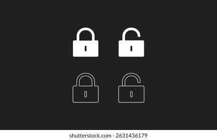 Conjunto de iconos de candado bloqueado y desbloqueado.