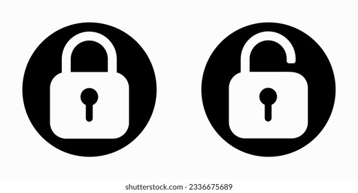Locked and unlocked padlock icon. Vector clipart illustration.