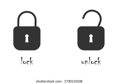 Locked and unlocked padlock icons