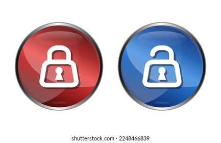 Locked and unlocked padlock icons commonly used in apps and web...