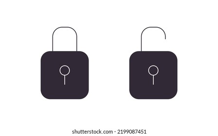 Locked and unlocked symbol padlock icon flat vector illustration.
