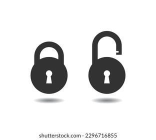 Locked and unlocked vector icon on white background