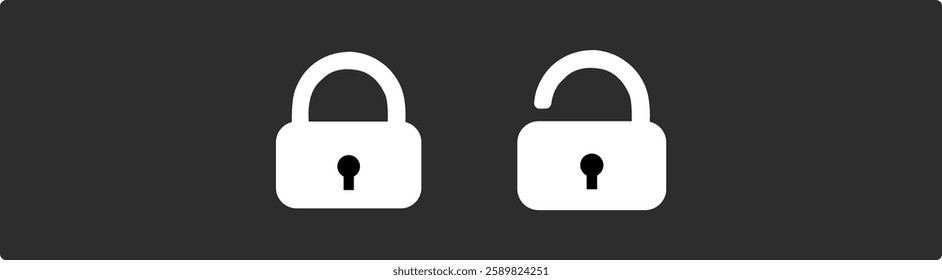Locked and unlocked vector icon set. Privacy symbol vector stock illustration EPS10
