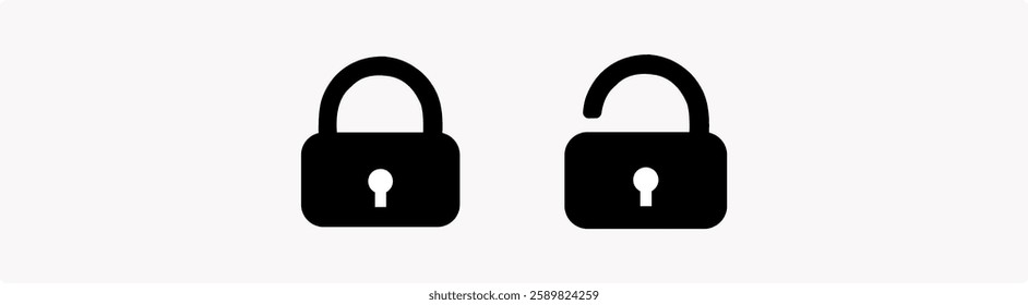 Locked and unlocked vector icon set. Privacy symbol vector stock illustration EPS10
