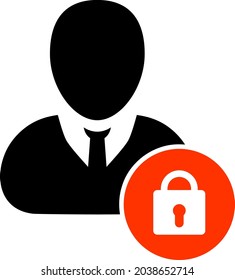 Locked user icon with flat style. Isolated vector locked user icon illustrations, simple style.