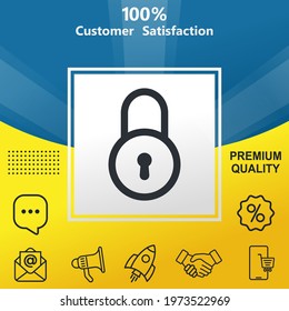 Locked vector glyph color icon. With yellow and blue background option