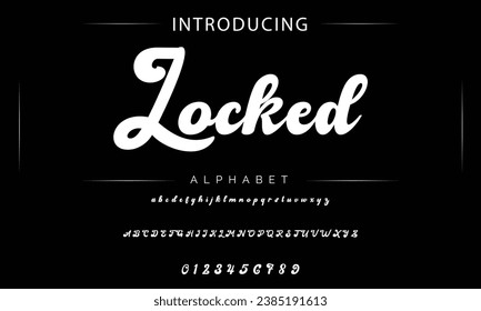 Locked Vintage decorative font. Lettering design in retro style with label. Perfect for alcohol labels, logos, shops and many other.