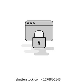 Locked website  Web Icon. Flat Line Filled Gray Icon Vector
