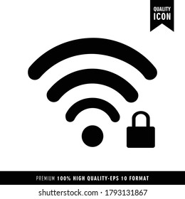 Locked WiFi Icon Design. Flat Design WiFi Locked Icon Vector. EPS 10 Format.