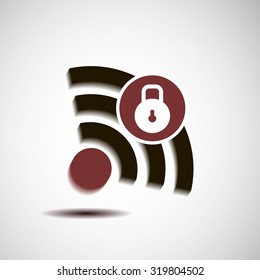 Locked wifi icon isolated sign art