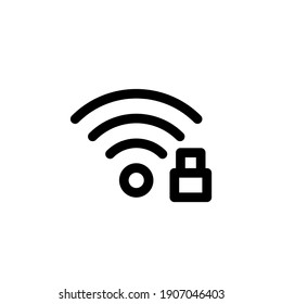 Locked Wifi Network Icon In Line Style. Connection And Network Icon