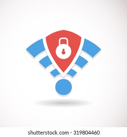 Locked wifi sign with lock and shield icons concept design illustration art