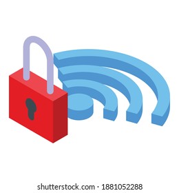 Locked wifi zone icon. Isometric of locked wifi zone vector icon for web design isolated on white background