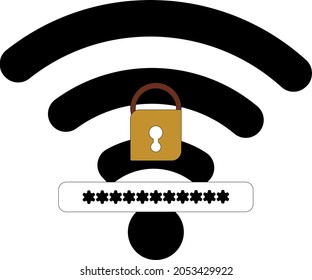 The locked wireless symbol is suitable for the icon of a place that provides wireless but wireless is not free
