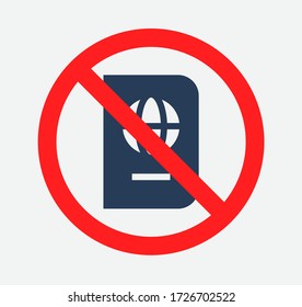 Locked world passport with line vector minimalistic icon. Stop legal tourism vector symbol. Document cover icons set for web design. Coronavirus pandemic flat icons for app design. Quarantine id sign
