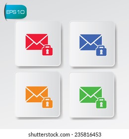 Lock,Email icon on buttons,clean vector