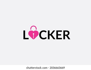  Locker Abstract love lock typography logo design