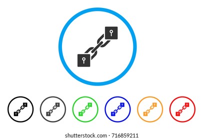 Locker Blockchain icon. Vector illustration style is a flat iconic locker blockchain gray rounded symbol inside light blue circle with black, gray, green, blue, red, orange color versions.