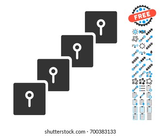 Locker Blockchain pictograph with bonus crypto currency clip art. Vector illustration style is flat iconic symbols,modern colors.