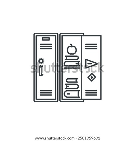 Locker, book, lock, apple, school, college, learning icon, vector illustration