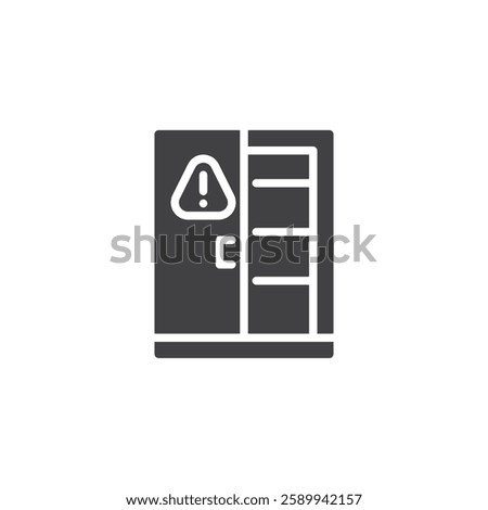 A locker cabinet with PPE items vector icon. filled flat sign for mobile concept and web design. PPE Storage Area glyph icon. Symbol, logo illustration. Vector graphics
